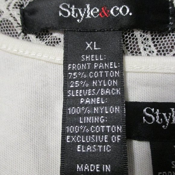 Style & Co. top Romantic Boho, cream, lacy, stretchy & sheer sleeves size XL - Picture 2 of 8